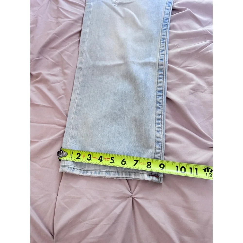 True Religion Mens Straight Seat Light Wash Distressed Y2K Jeans Size 34
